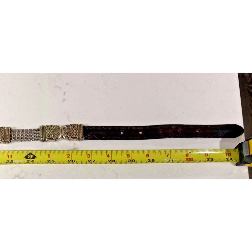 BRIGHTON Vintage Leather Belt Women M/30 Reversible Black & Brown Silver